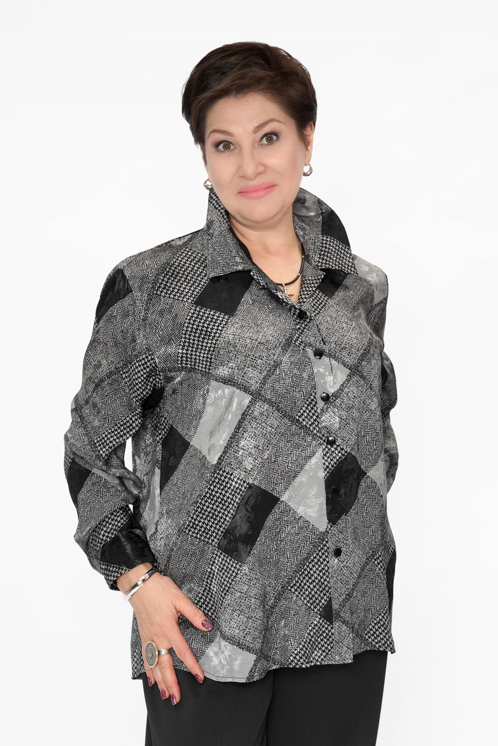 Блуза ч/серая печворк