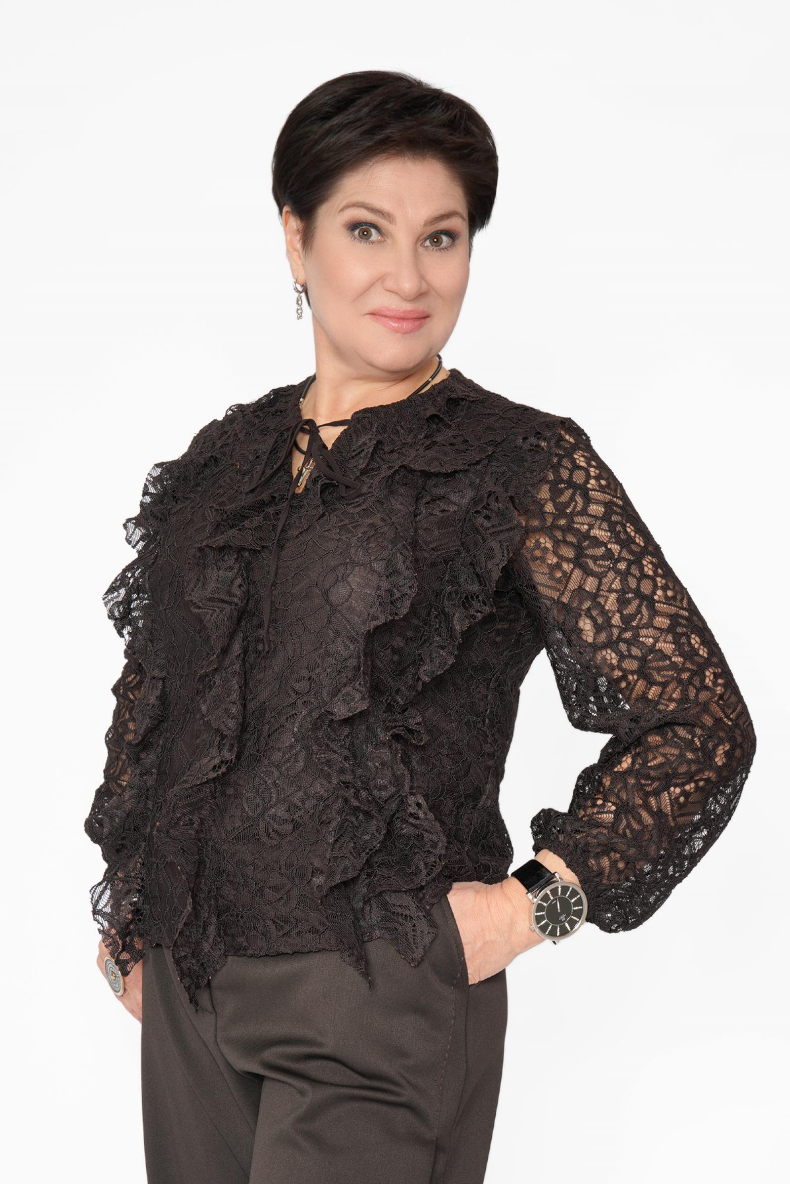 Блуза гипюр т.коричневый