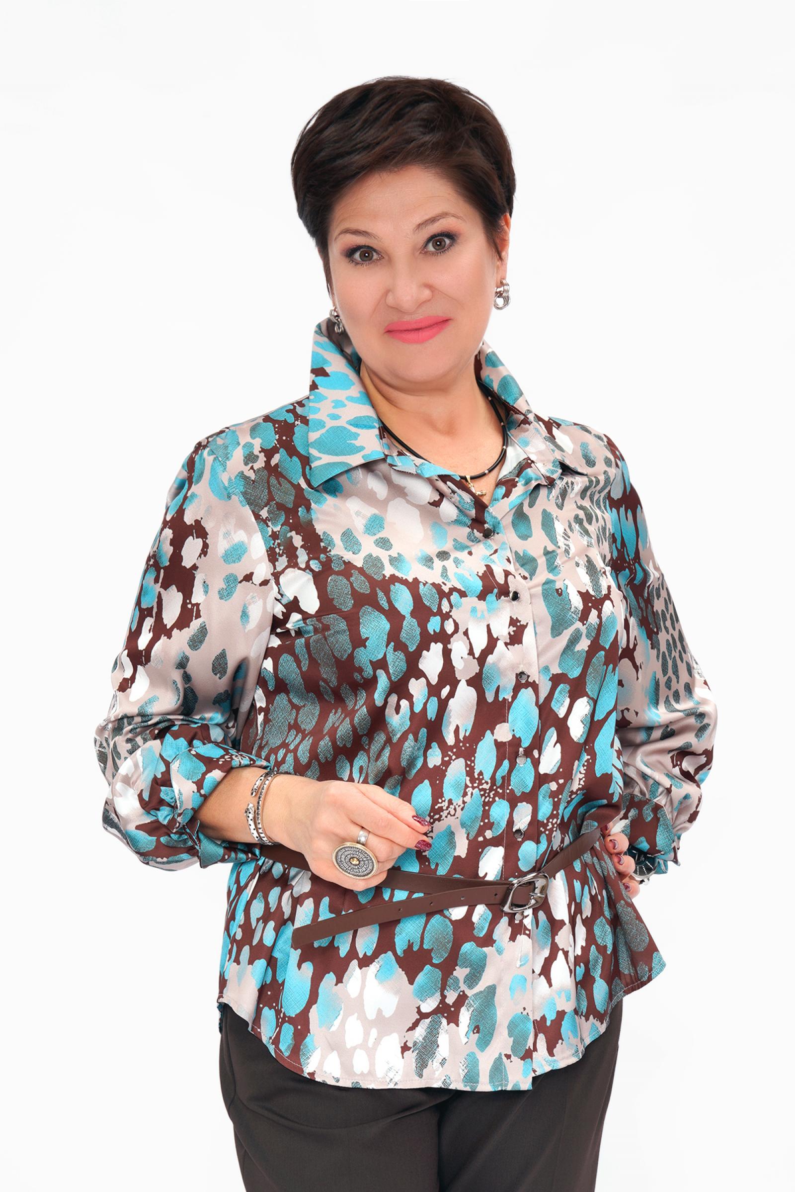 Блуза кофе/бирюза