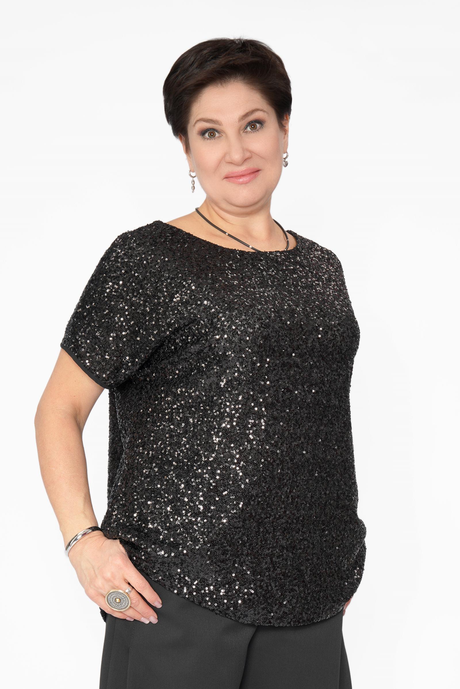 Блуза с пайетками черная
