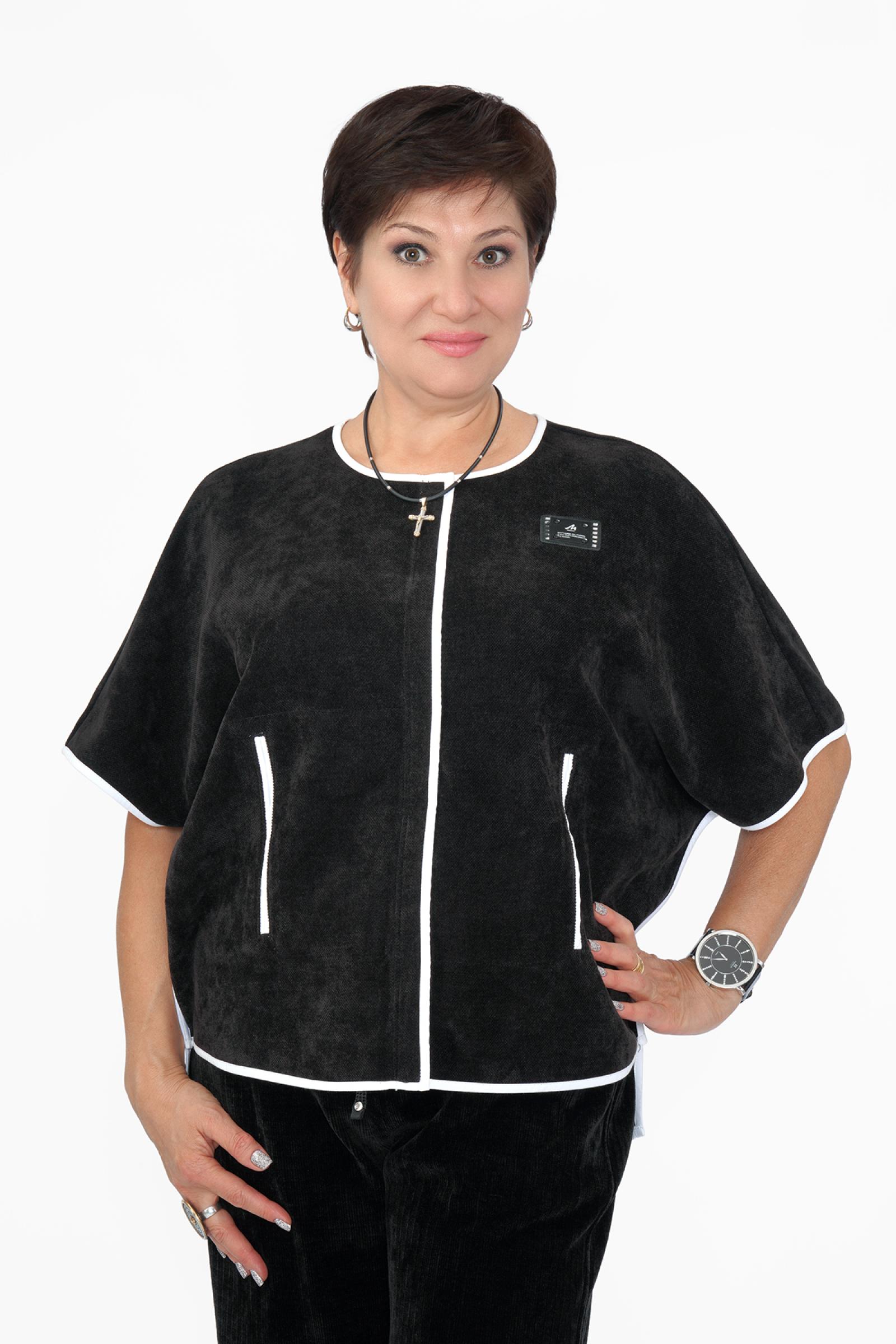 Блуза вельвет кант черная