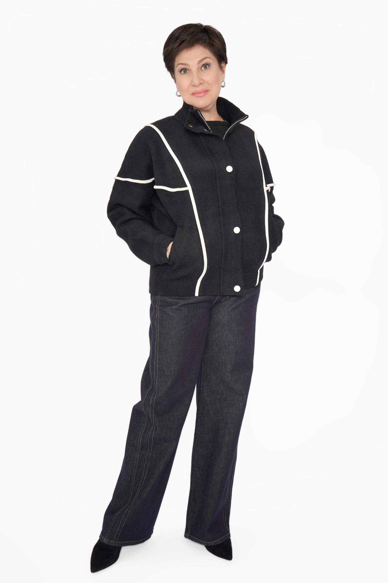 Бомбер черный бел. кант