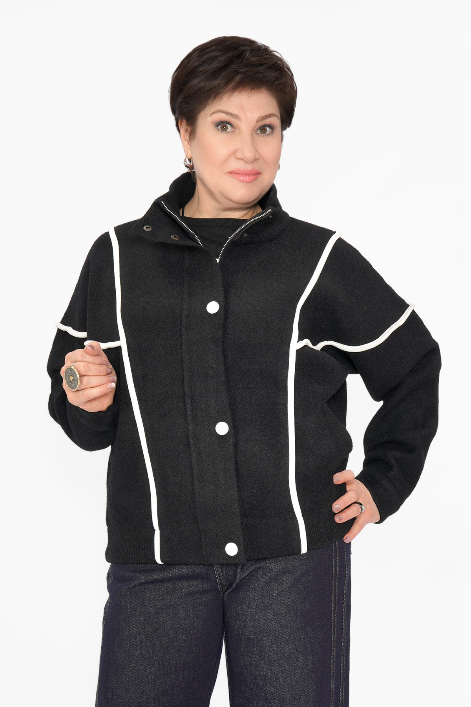 Бомбер черный бел. кант