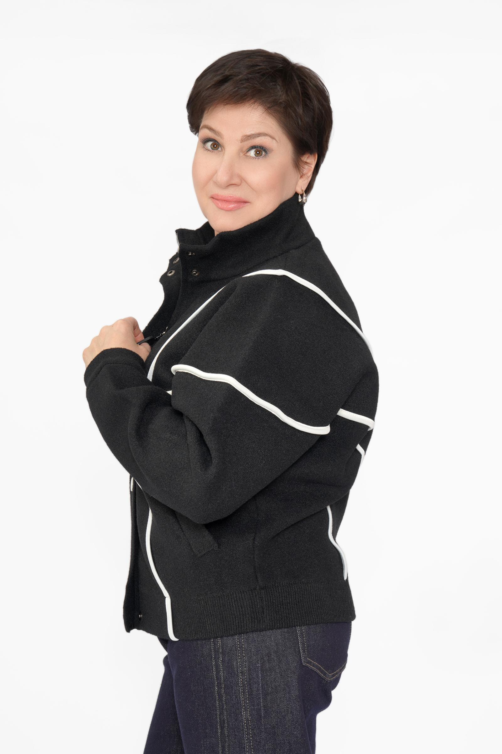 Бомбер черный бел. кант