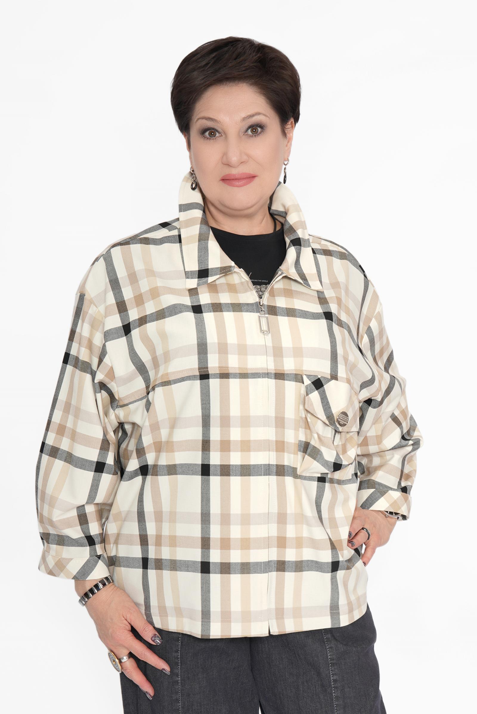 Бомбер клетка бежевый