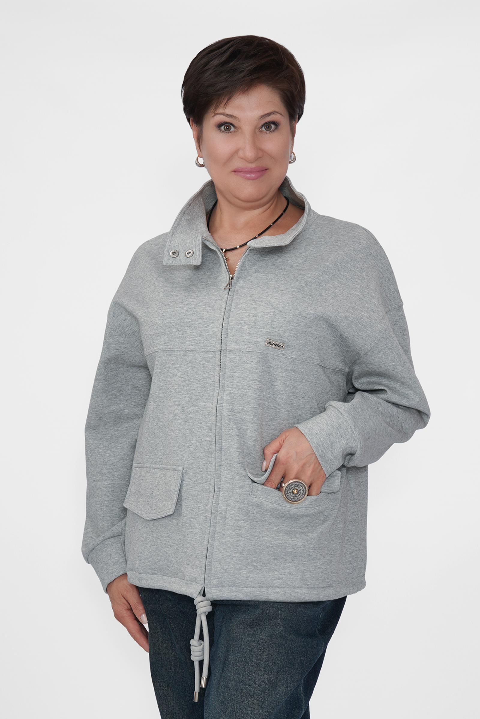 Бомбер на молнии серый