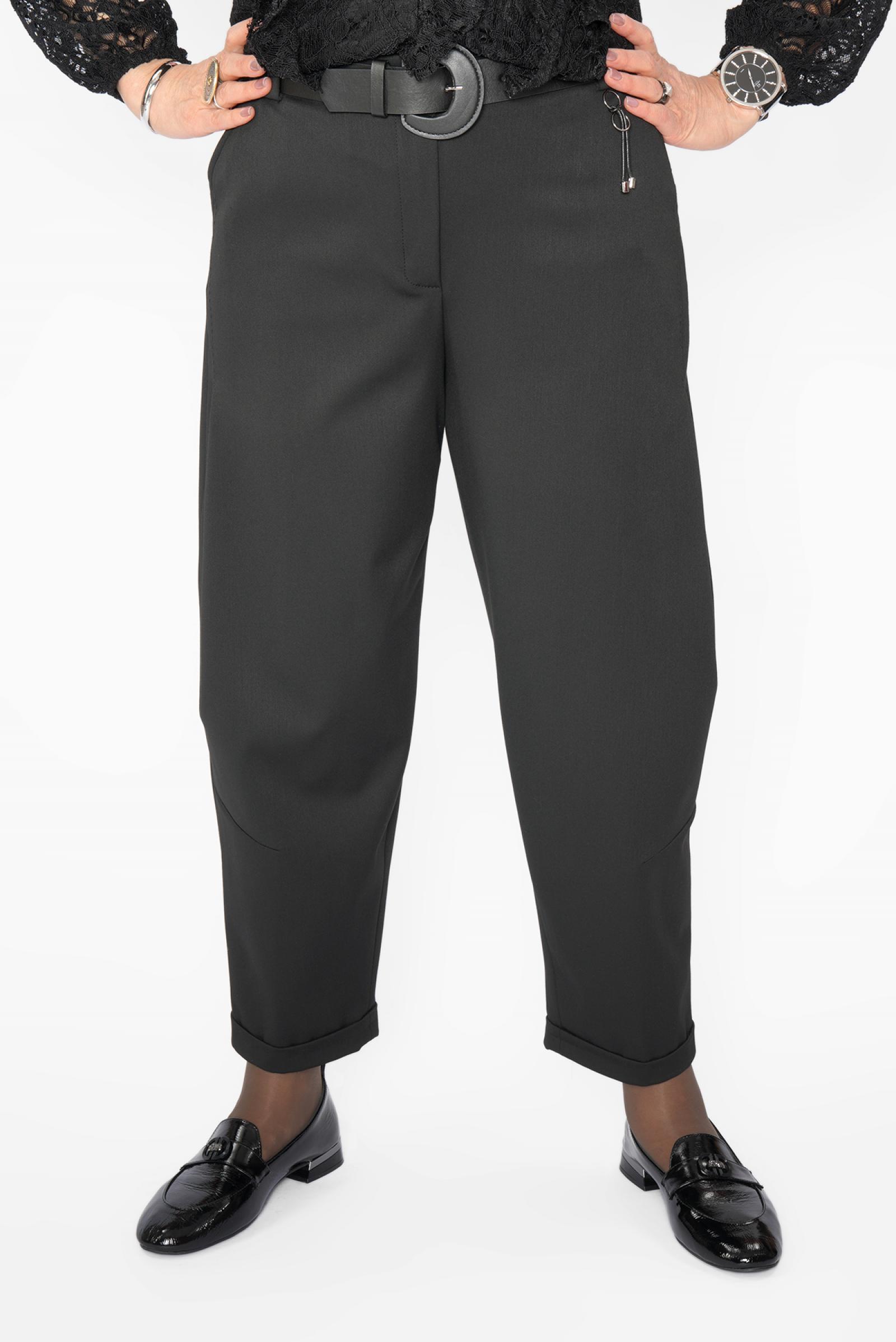 Брюки багги черные защипы