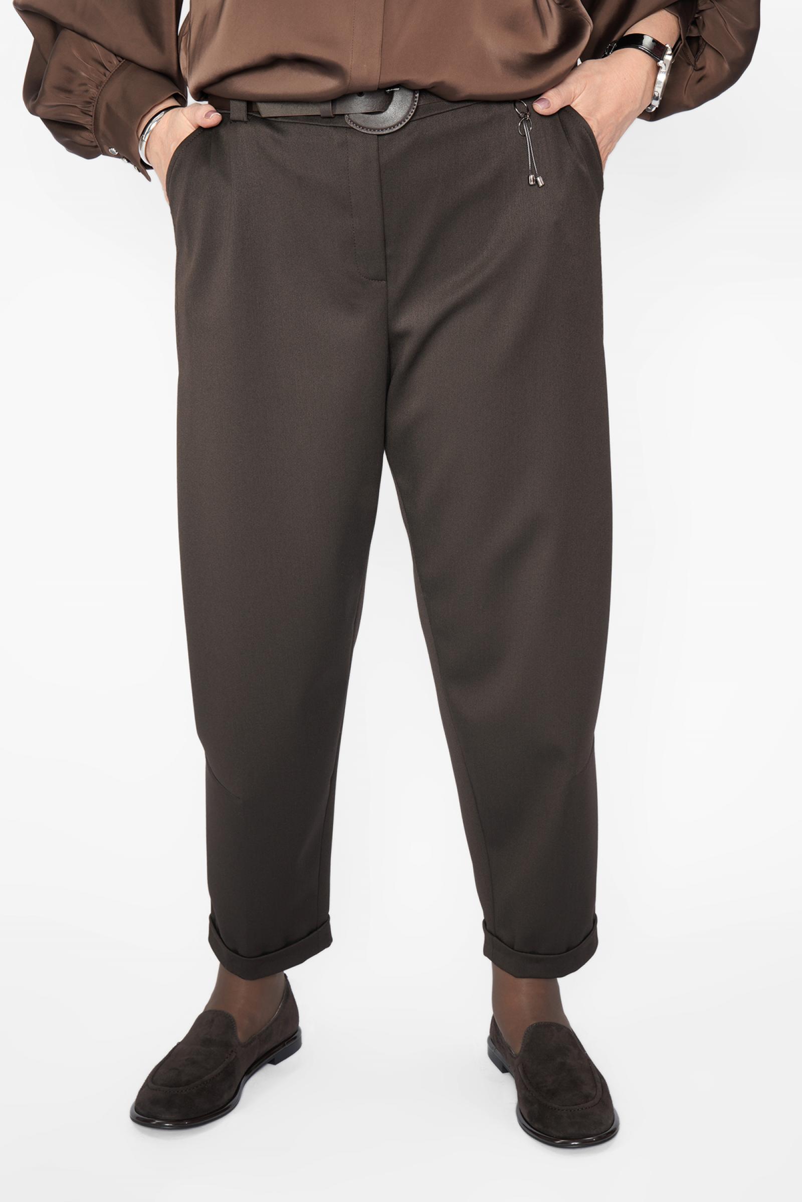 Брюки багги коричн. защипы