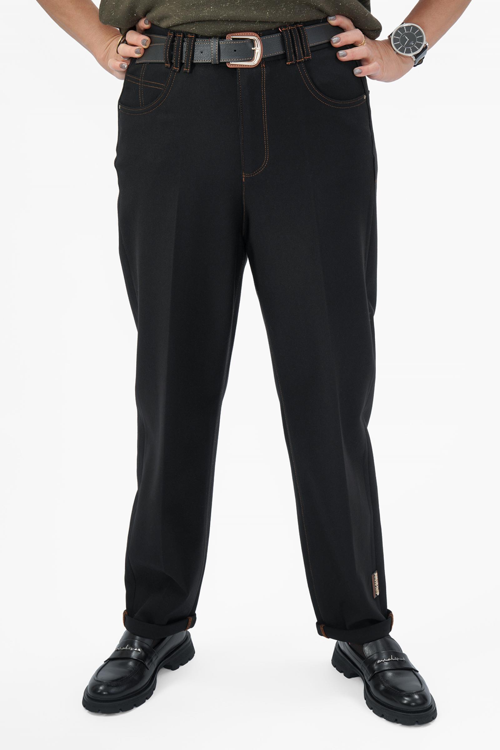 Брюки черн. с коричн. отстроч. отворт