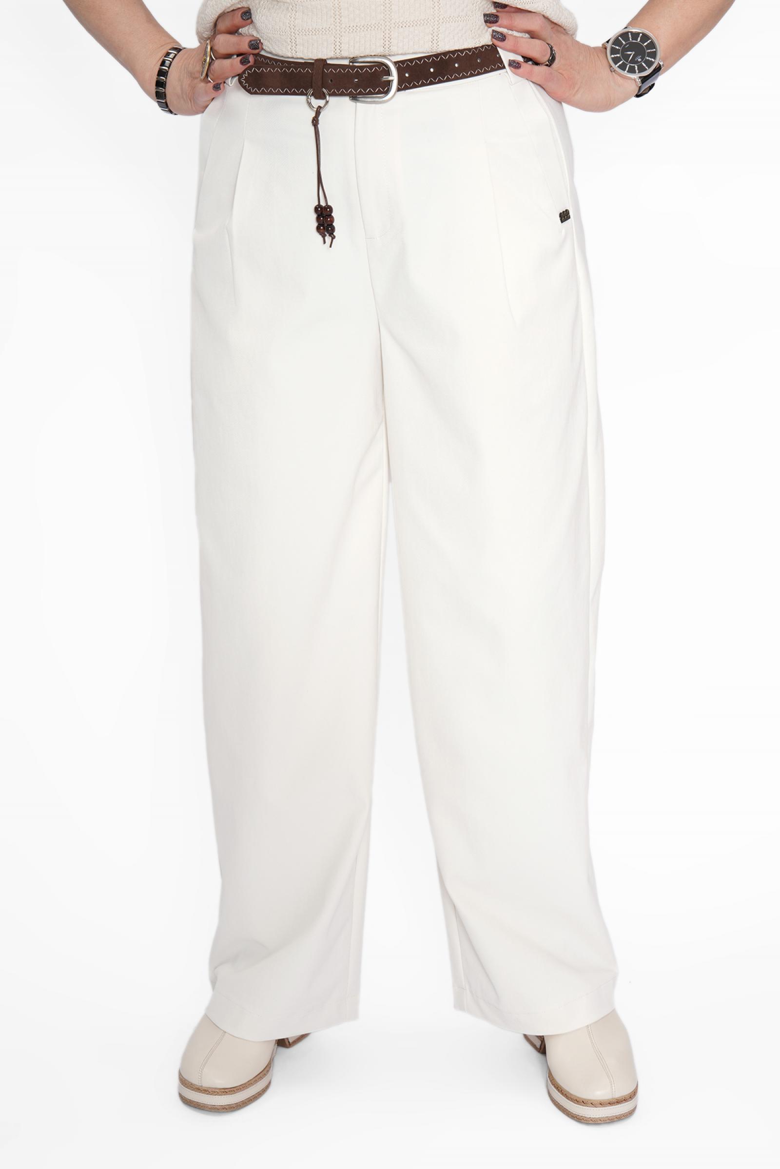 Брюки молочный с ремнем
