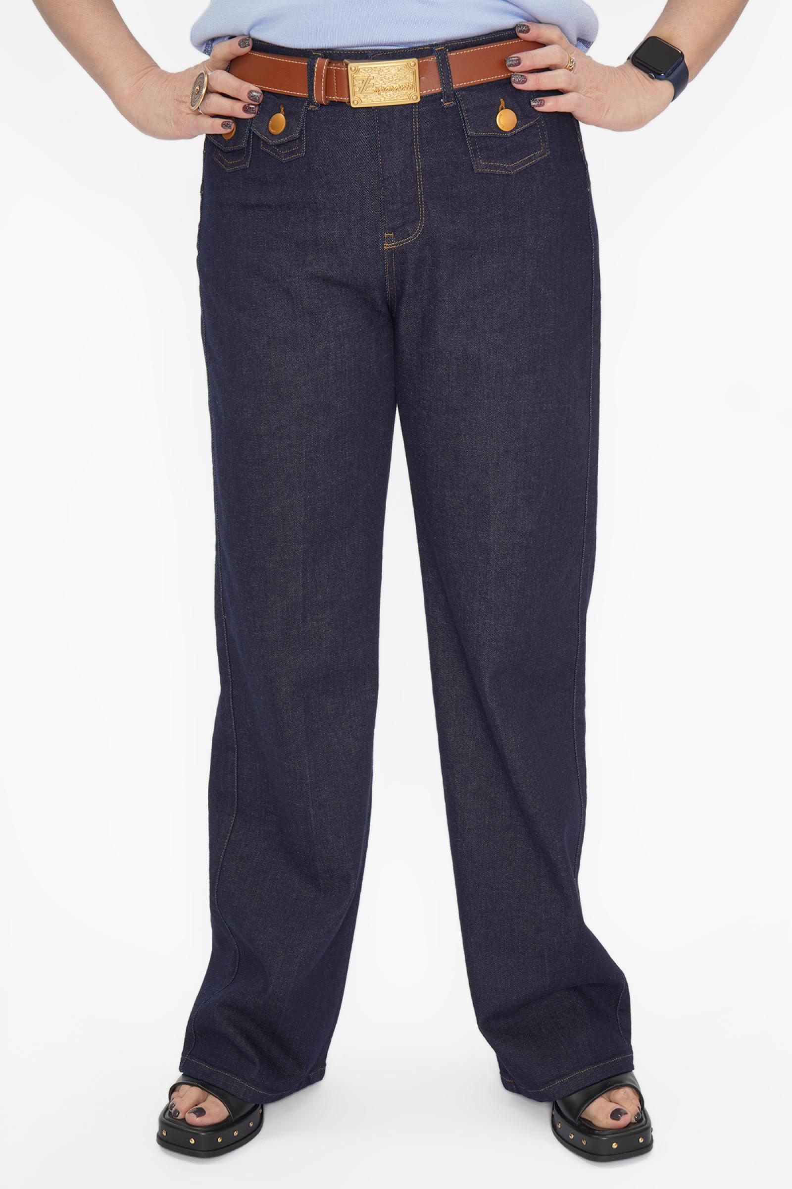 Брюки накл. карманы син.