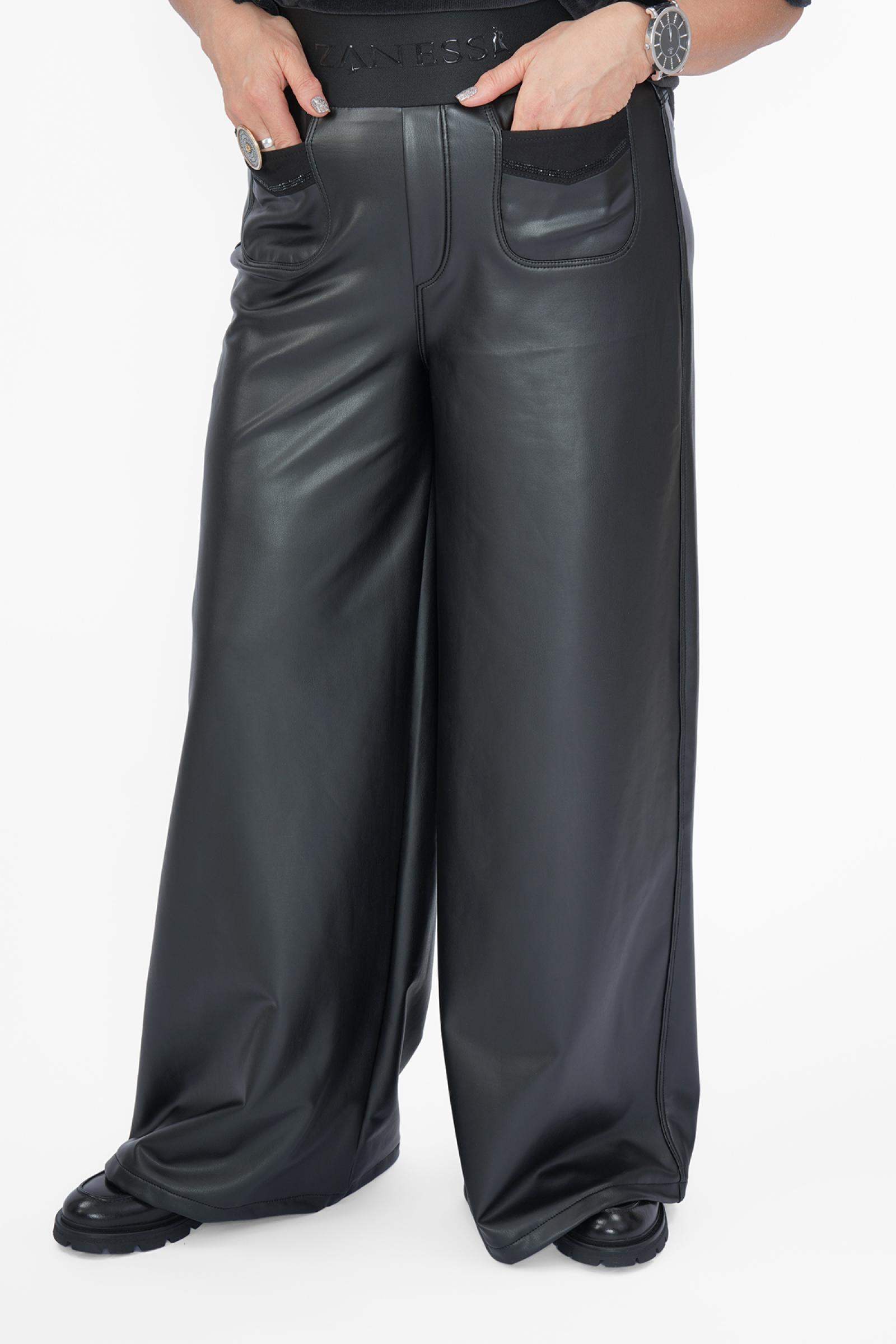 Брюки палаццо экокожа