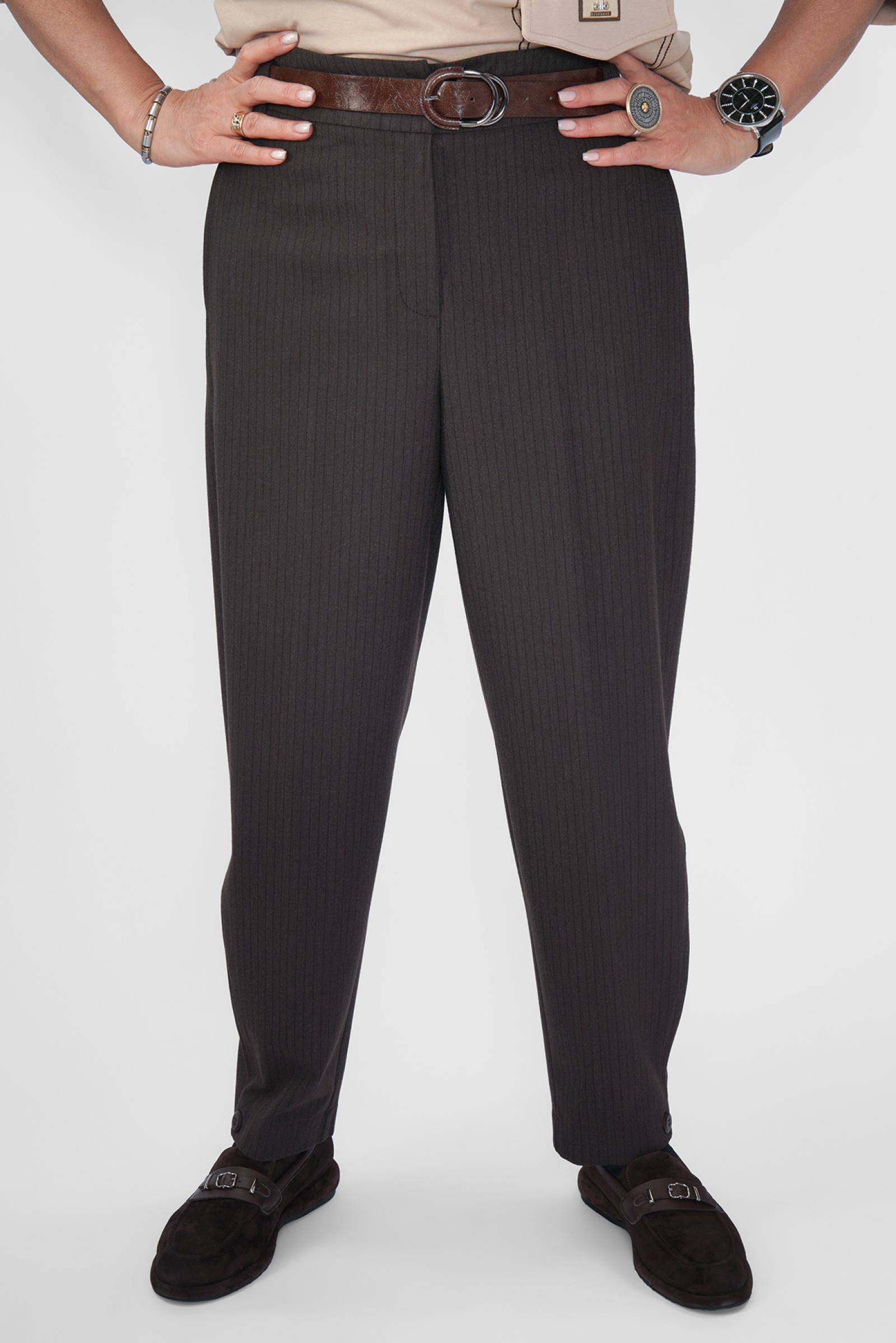 Брюки шоколад в полоску зауж.