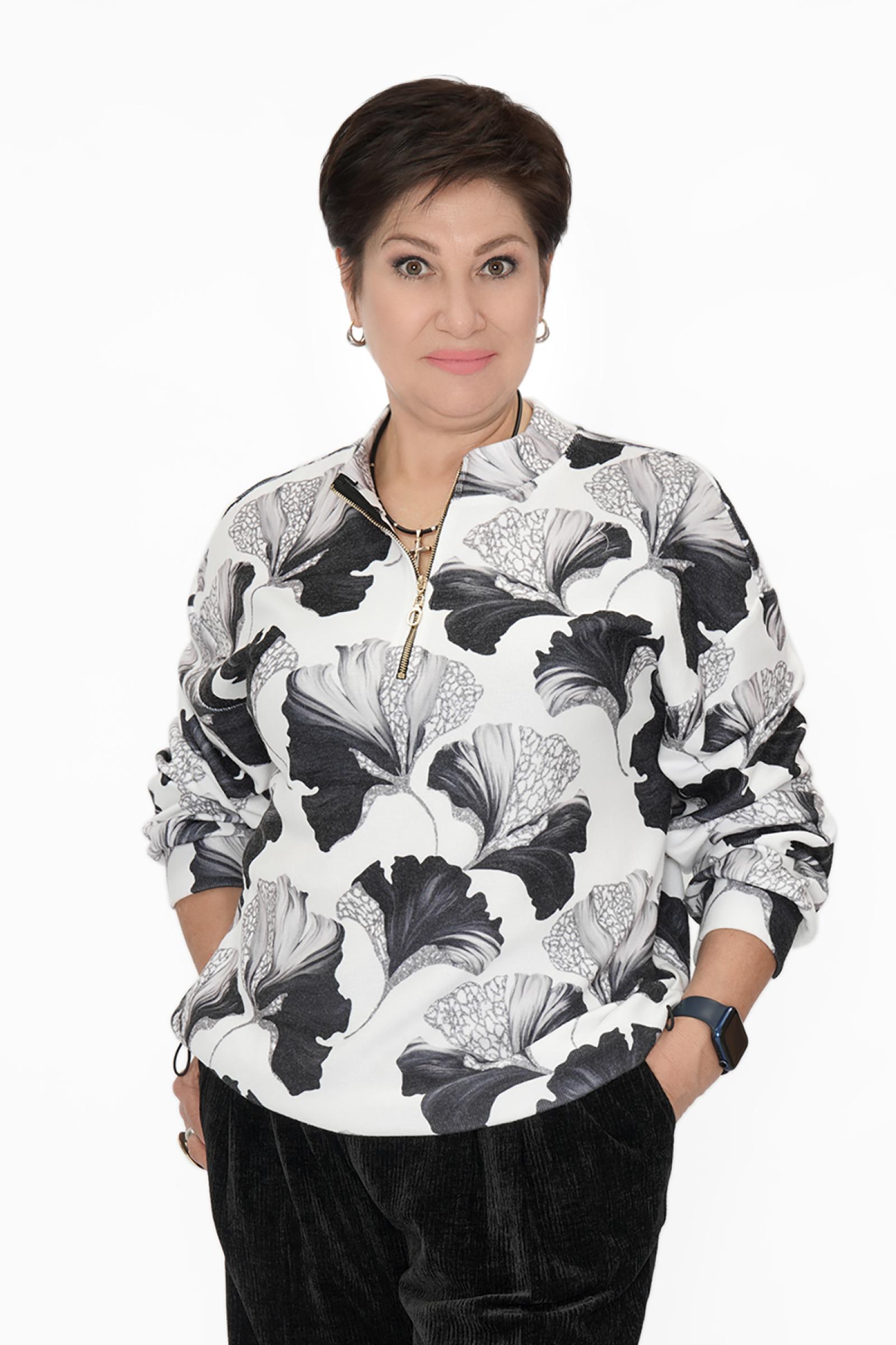 Джемпер бел. серый цветы