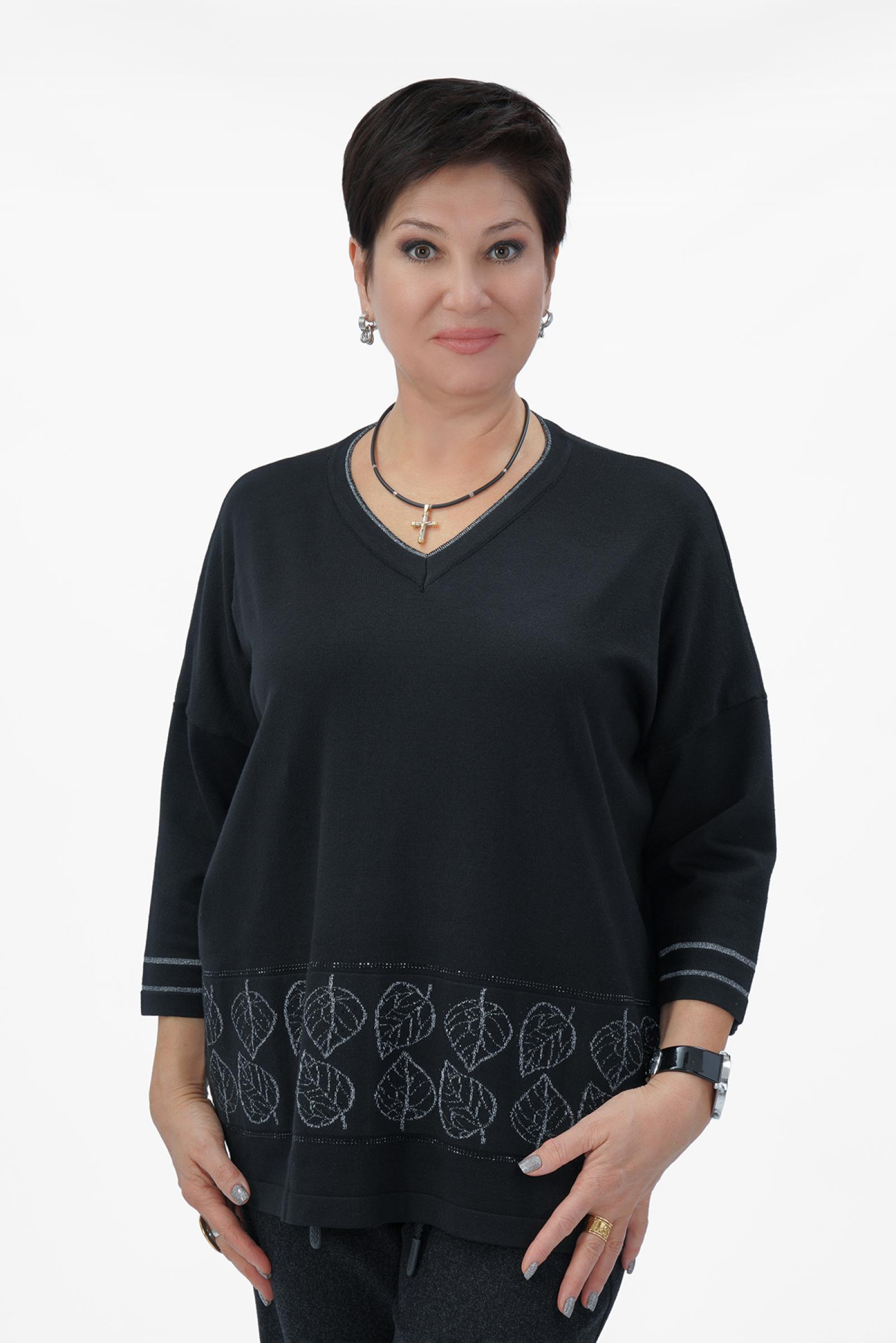 Джемпер черный листья