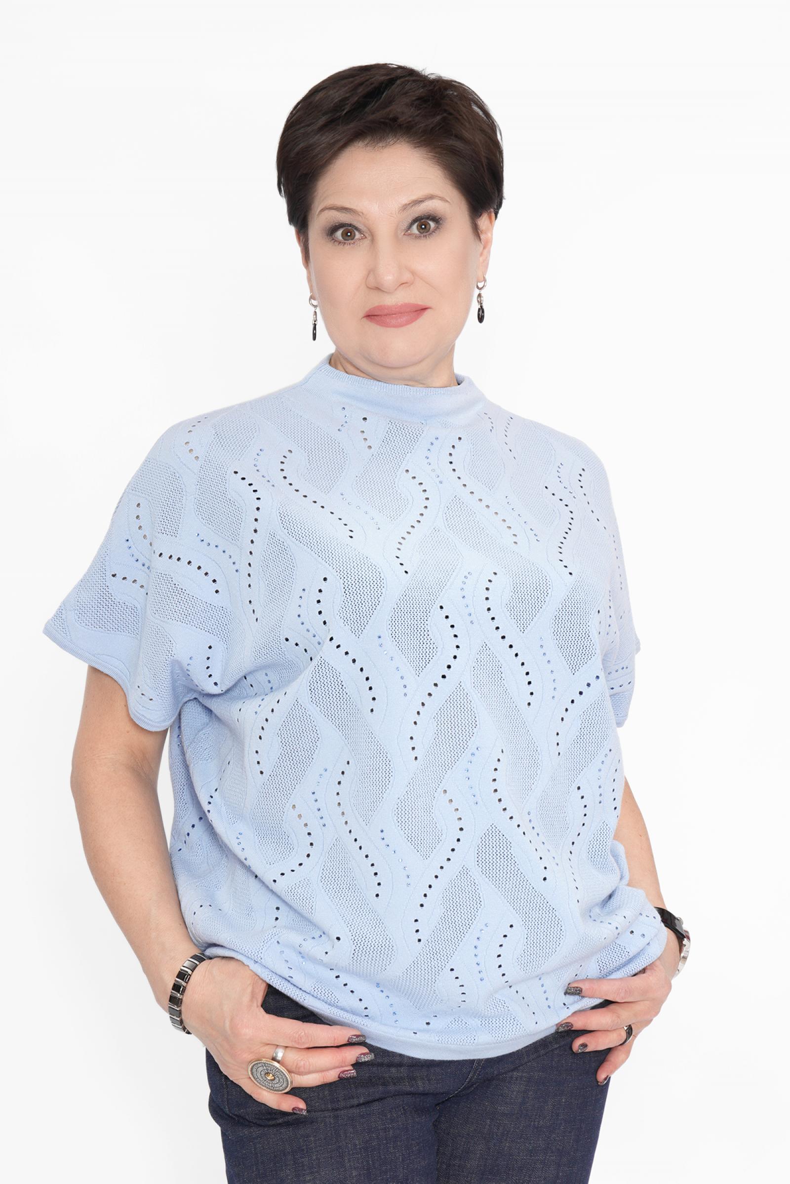 Джемпер голубой спущ. плечо