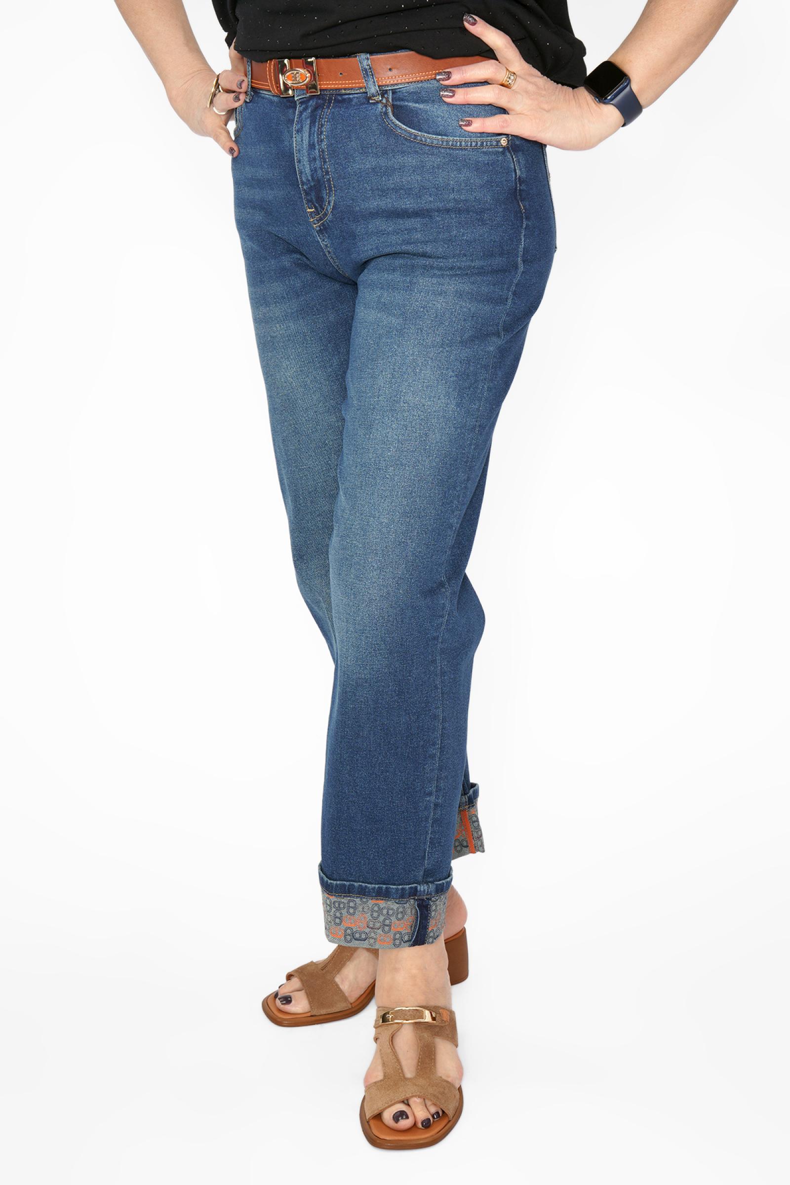 Джинсы цветн. отворот