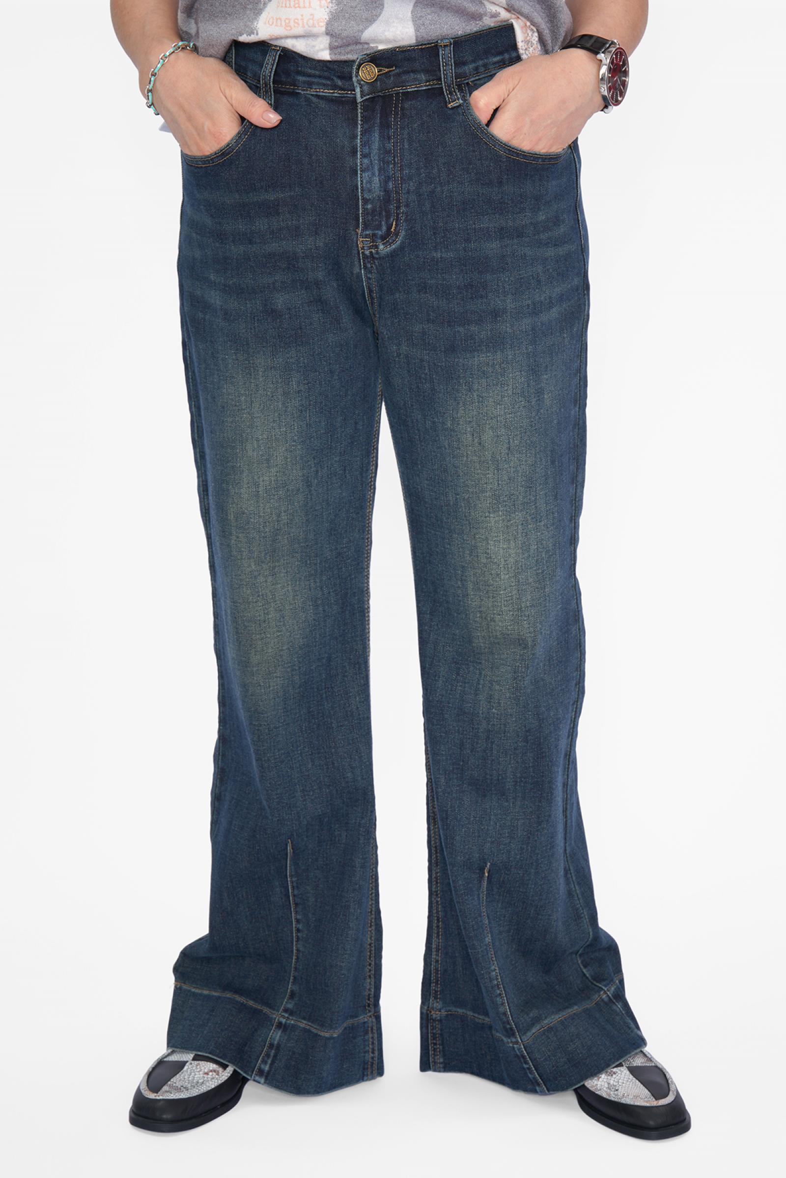 Джинсы простр. от колена т.син