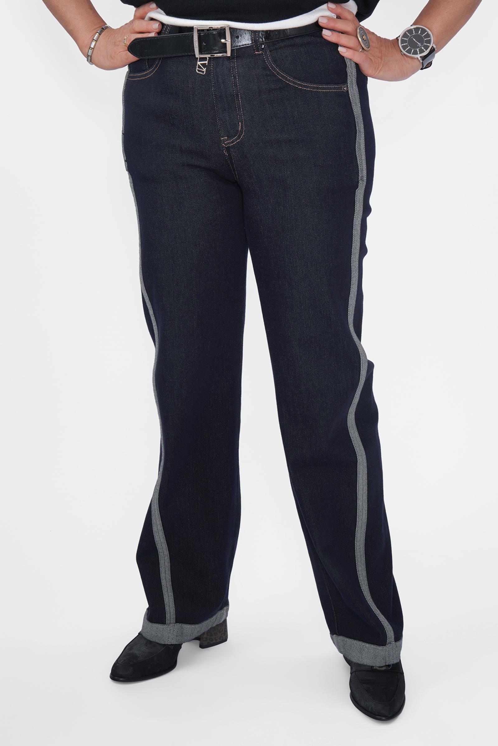 Джинсы синие лампас