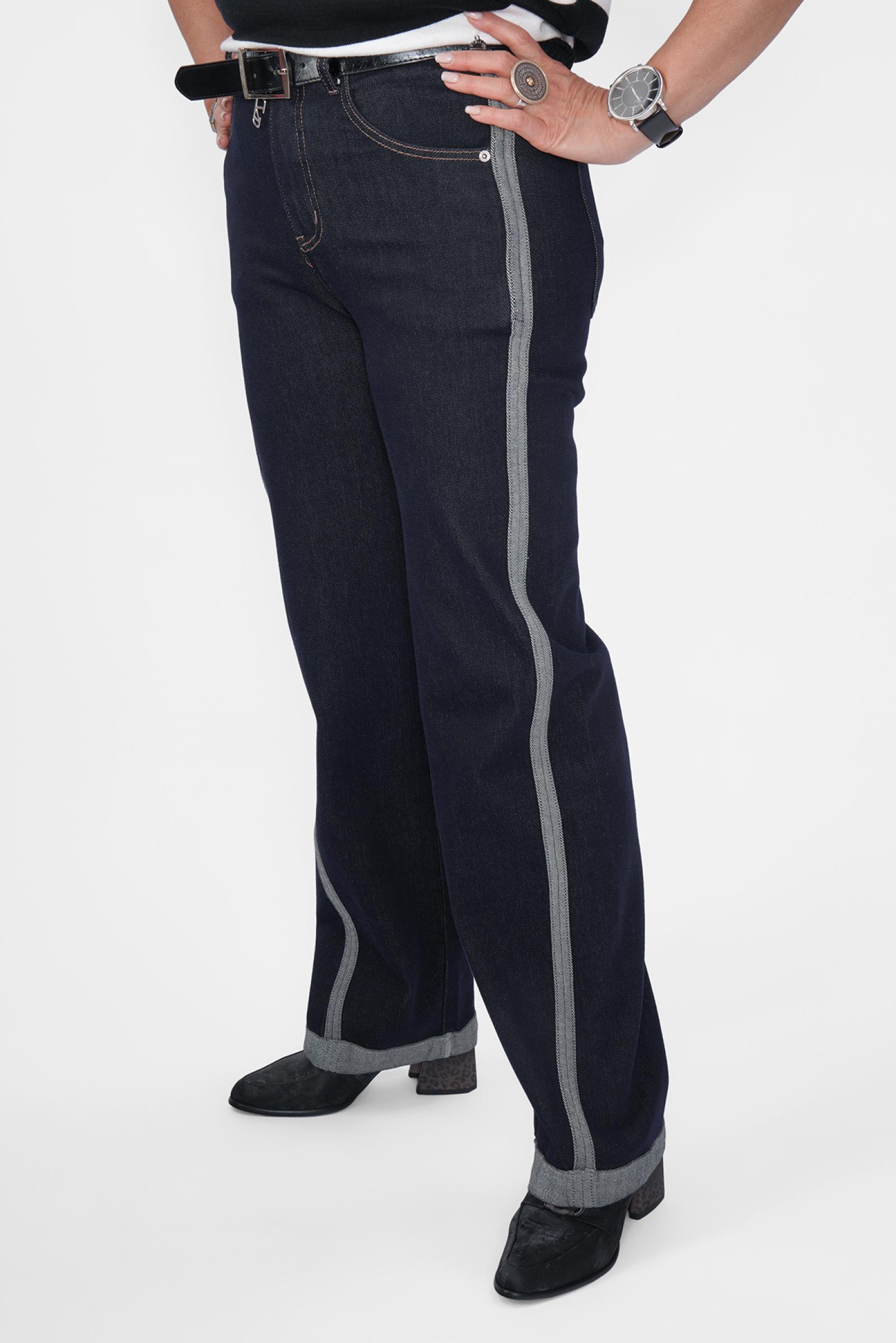 Джинсы синие лампас