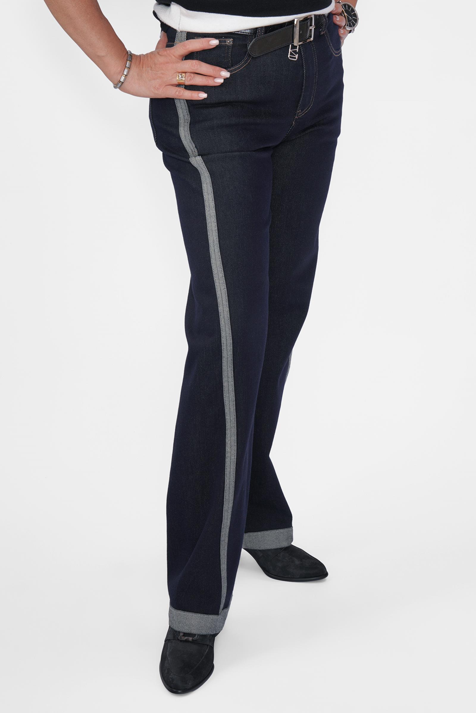 Джинсы синие лампас