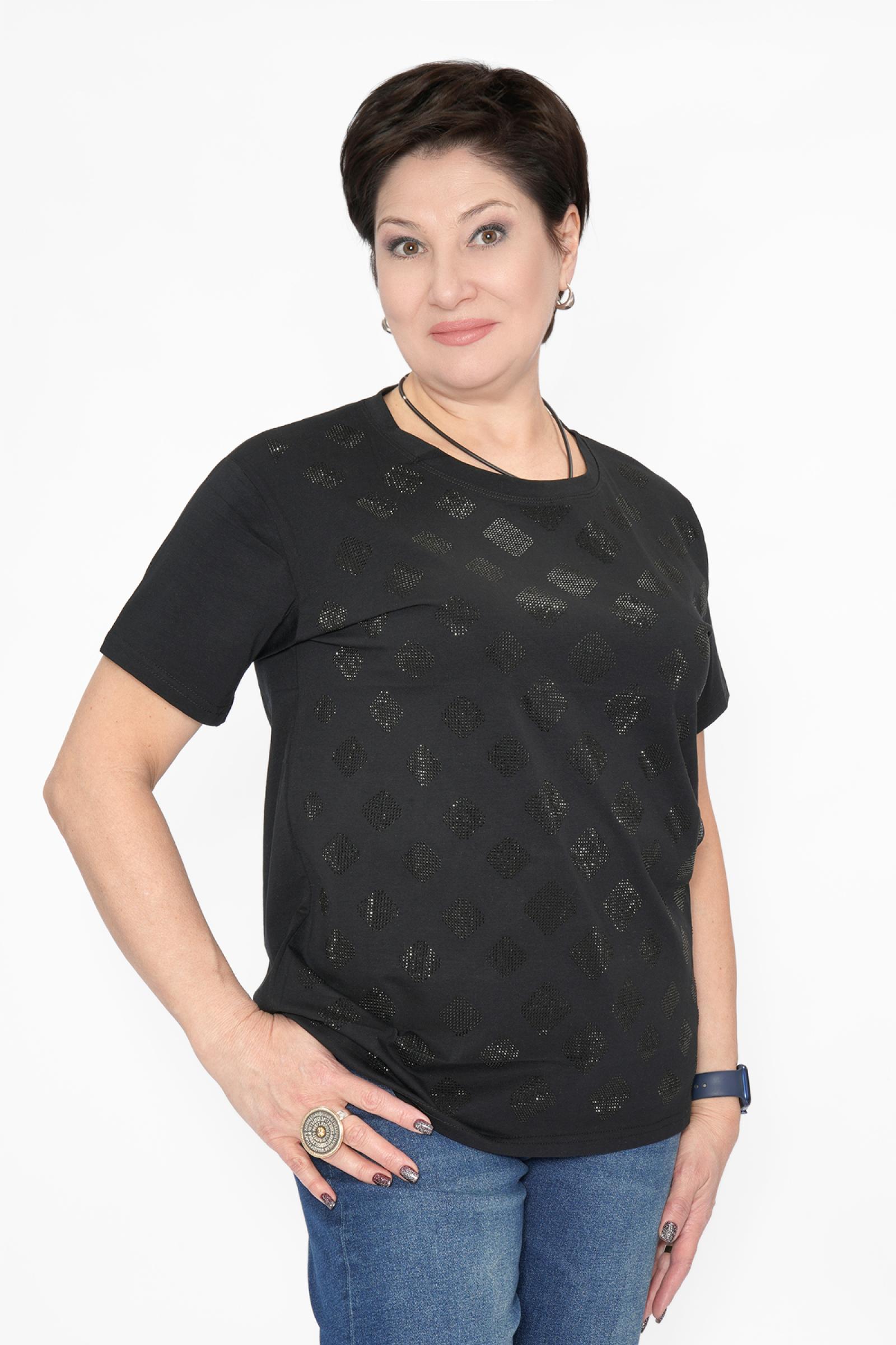 Футболка чер. квадраты стразы