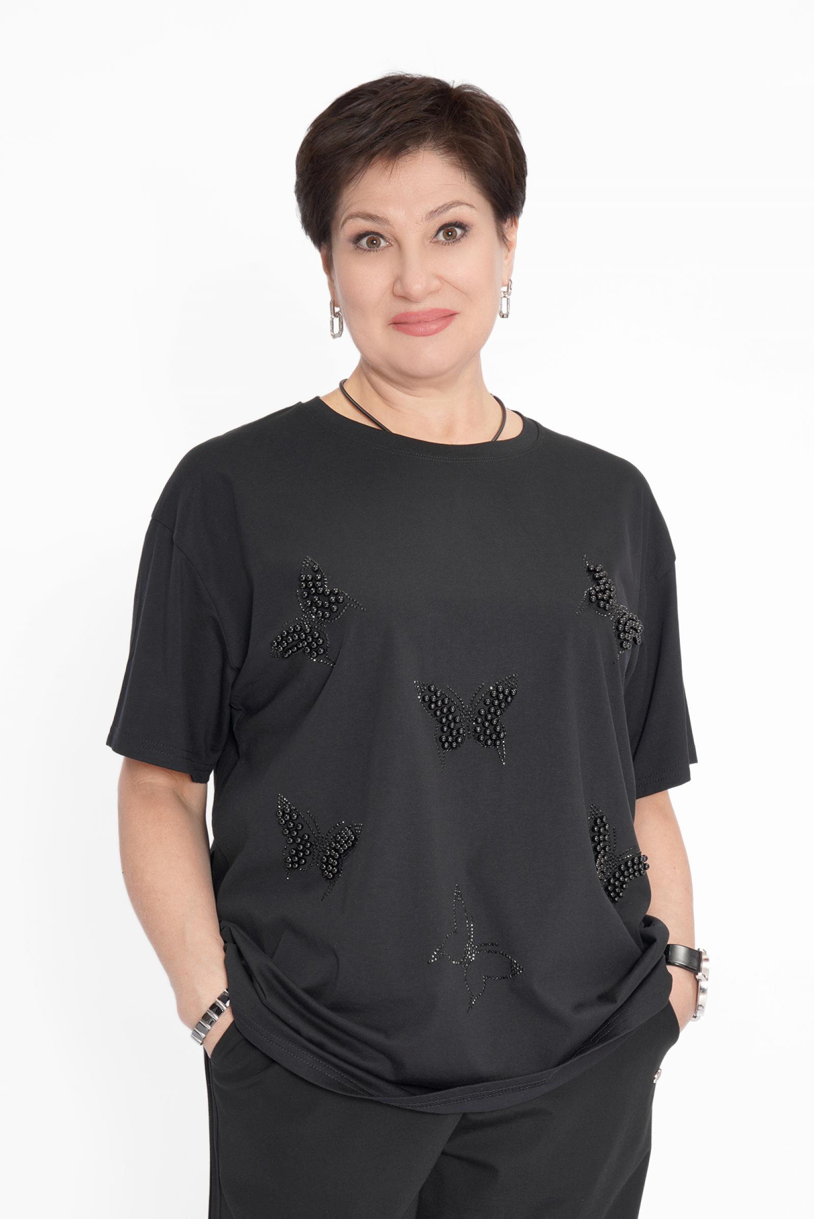 Футболка черная бабочки