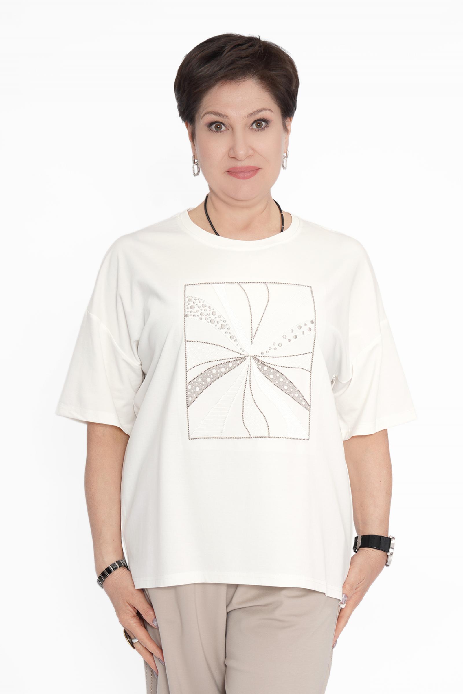 Футболка цветок в раме молочн.