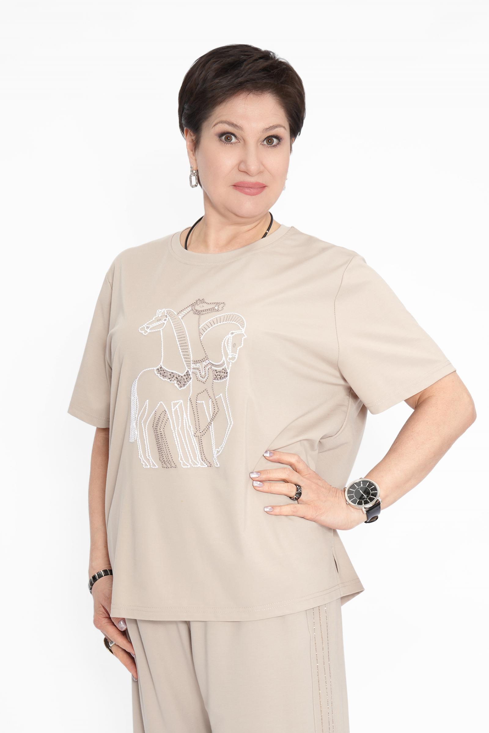 Футболка кони бежевая