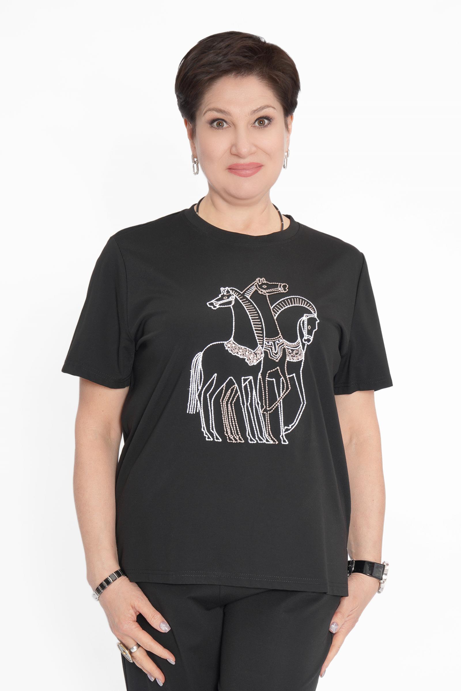 Футболка кони черная