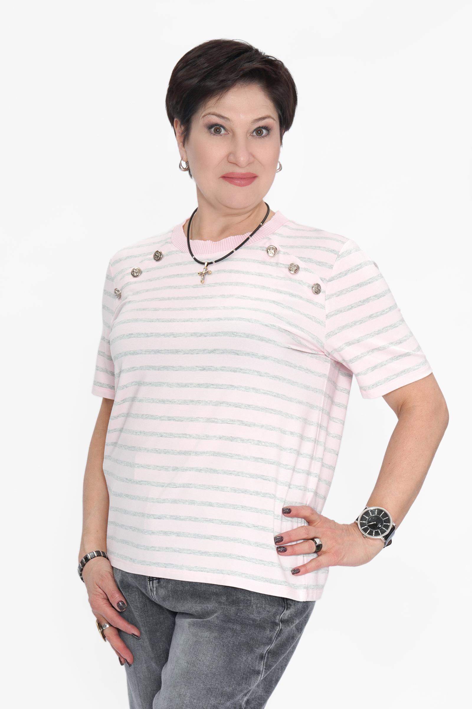 Футболка полоска серо-роз.