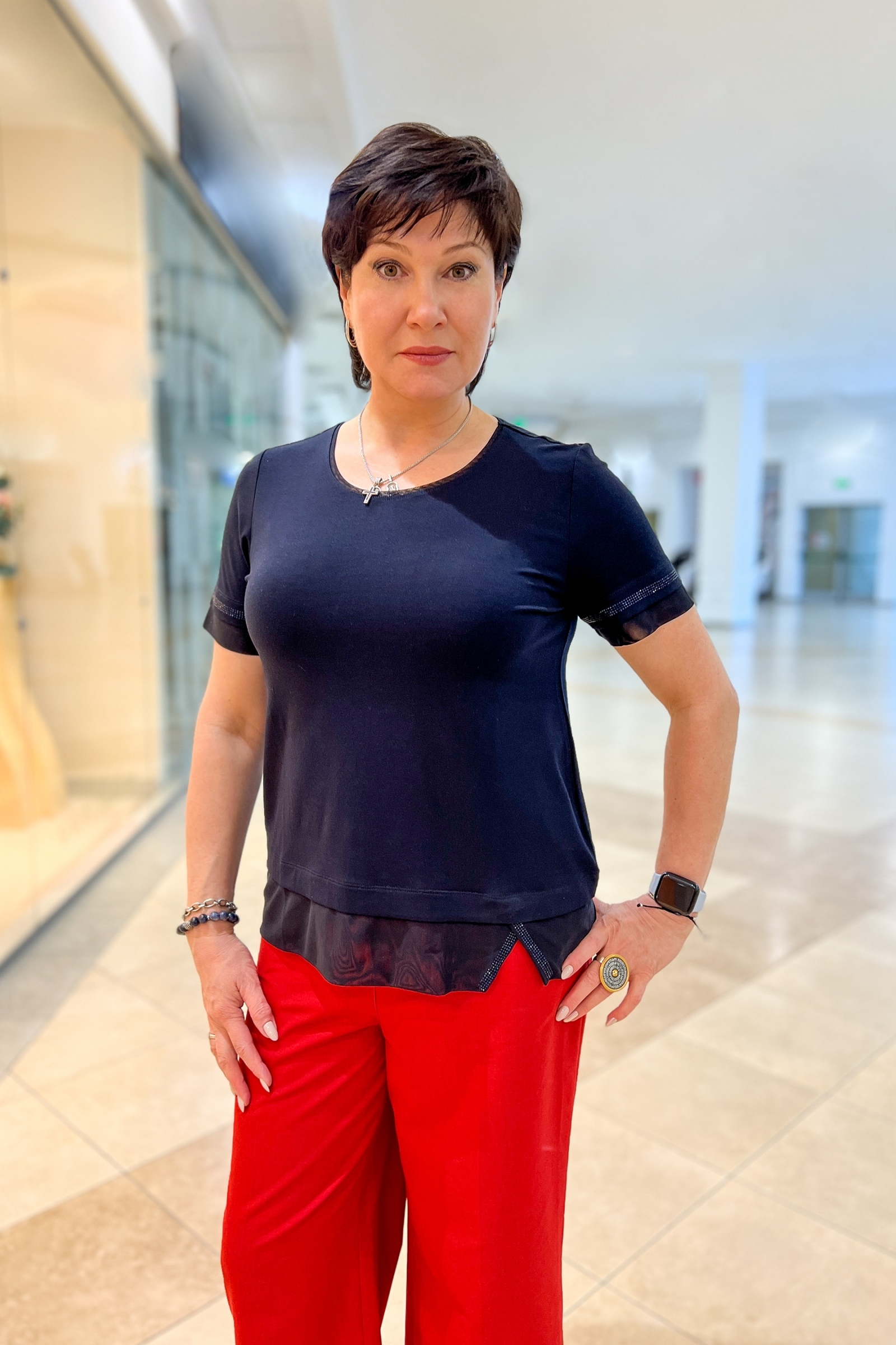 Футболка с сеткой черн.