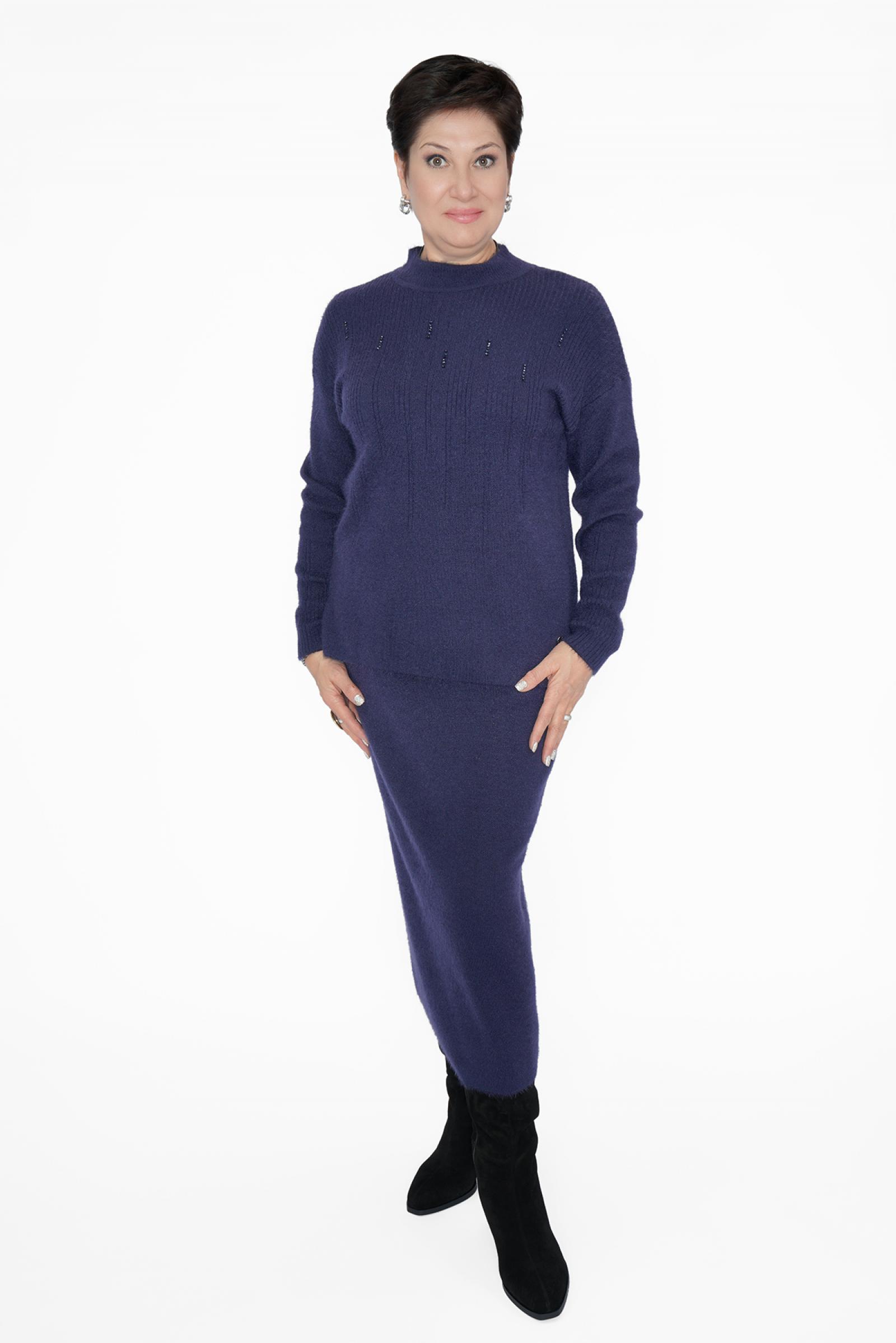 Костюм с юбкой баклажан