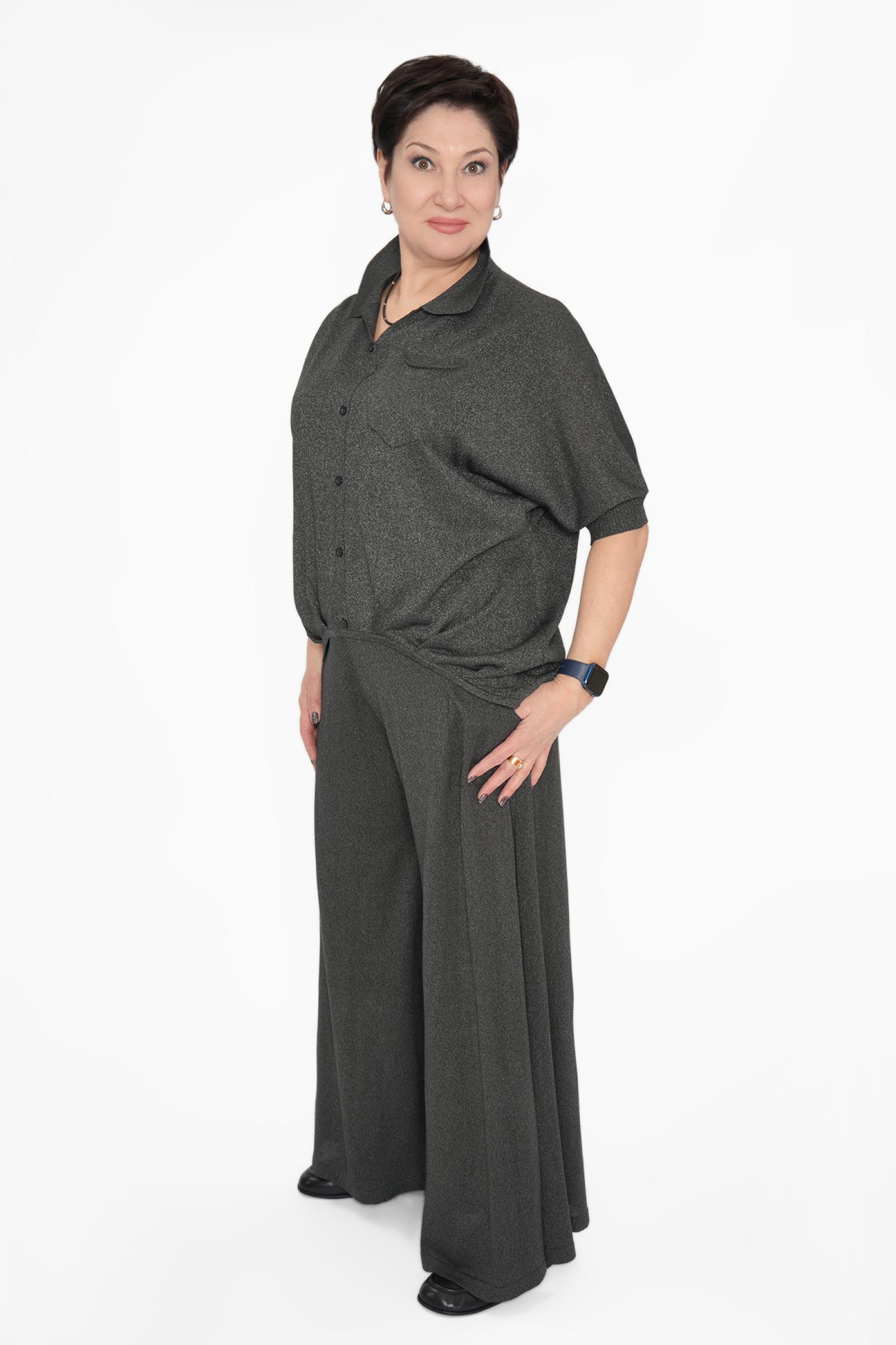 Костюм с юбкой-брюками изумруд