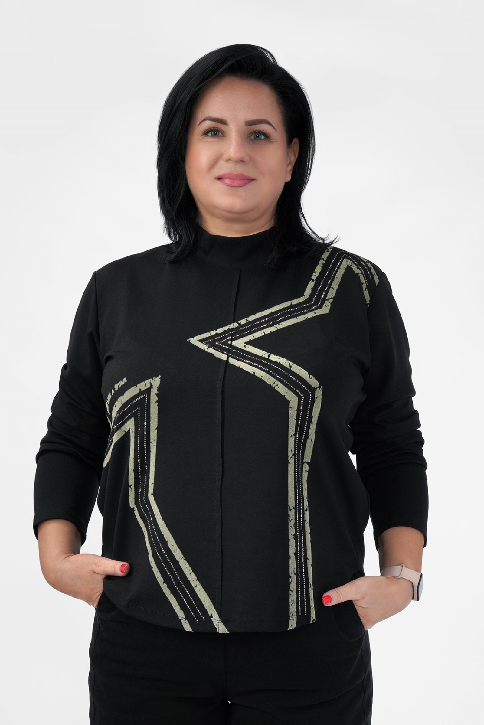 Лонгслив черный звезда