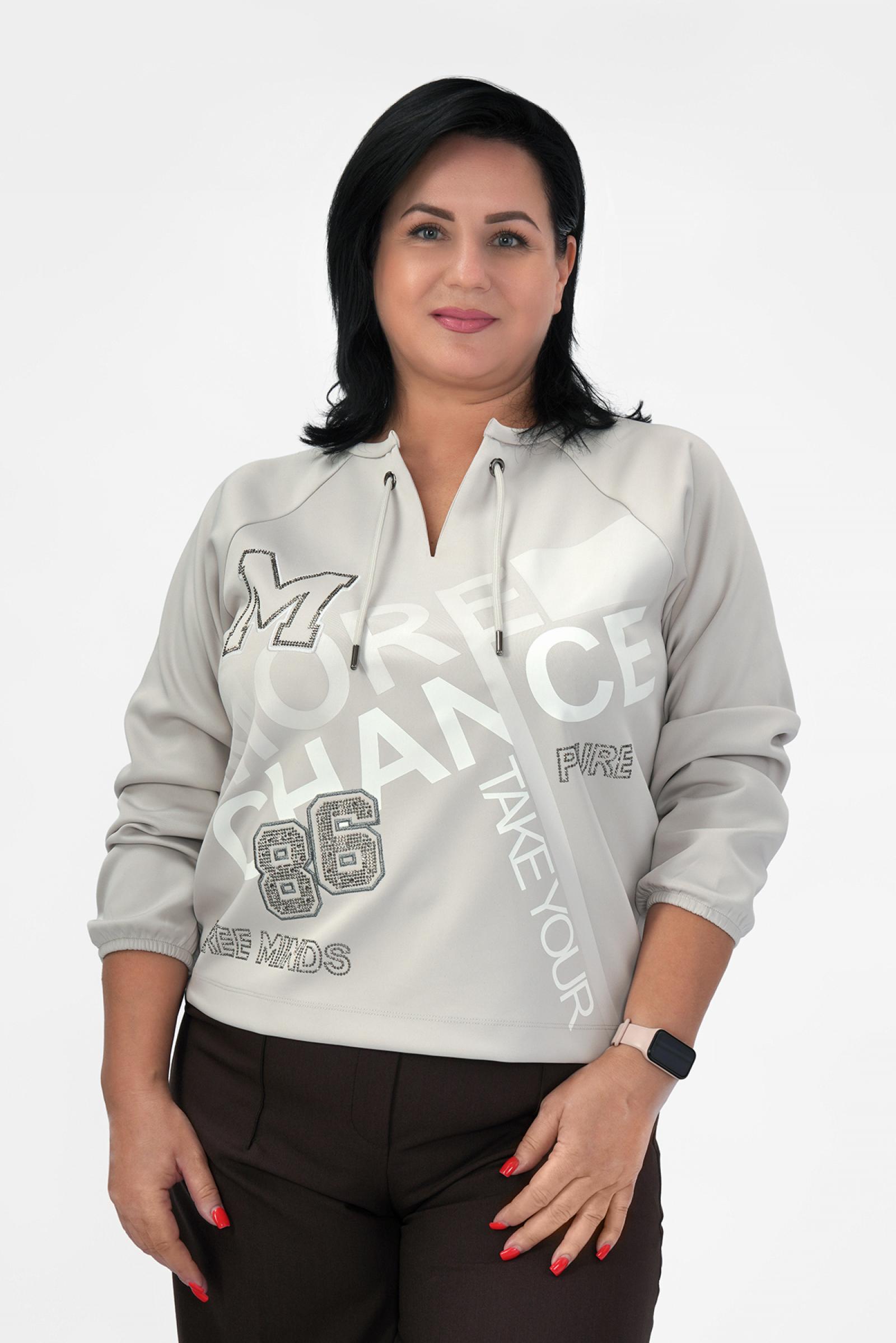 Лонгслив серый V вырез