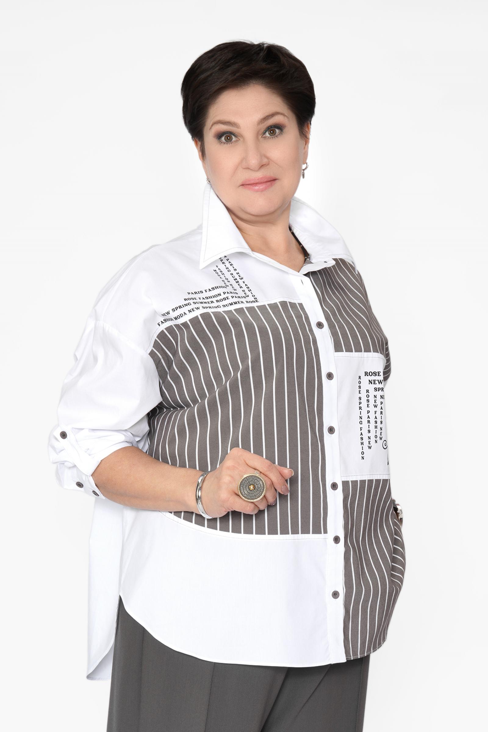 Рубашка белая сер. полоска