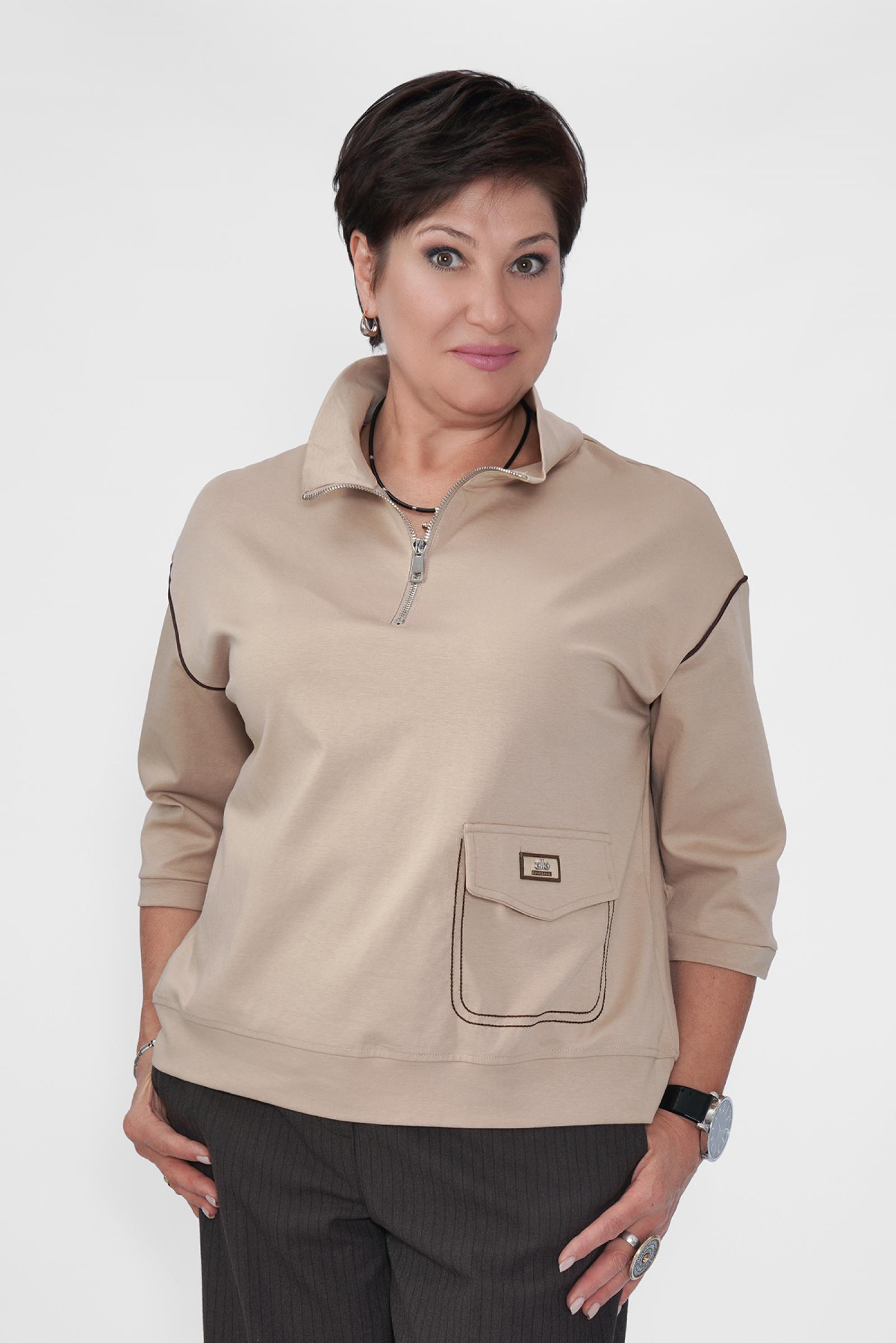 Свитшот беж. замок карман