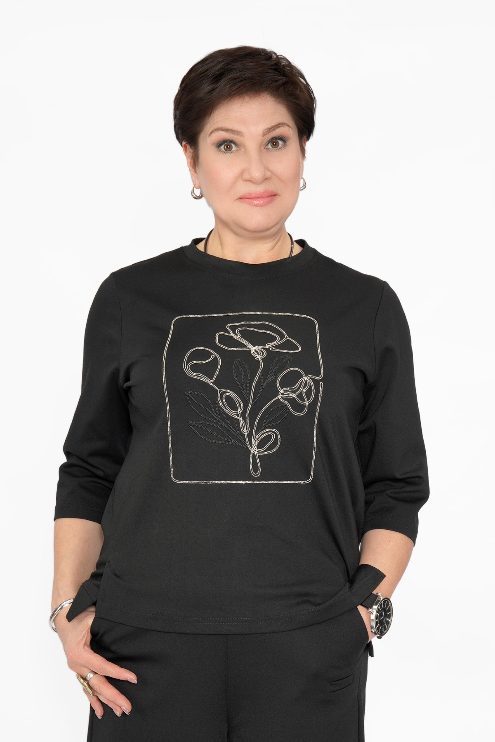 Свитшот цветок из цепи черн.