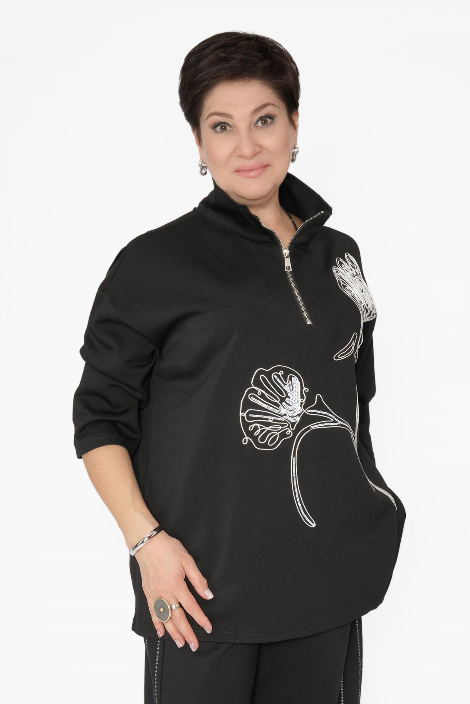 Туника черная цветок молния