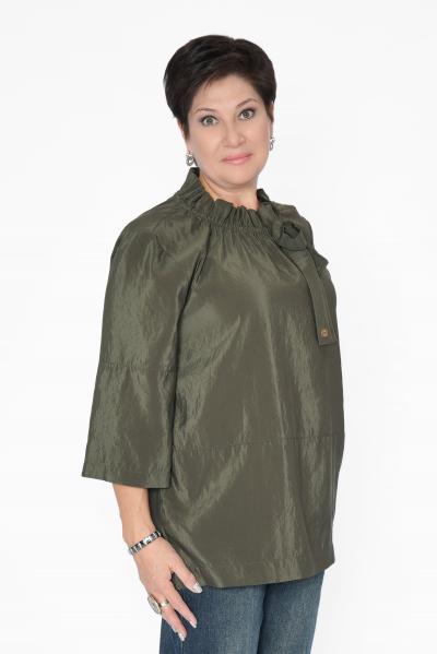 Блуза хаки резинка бант