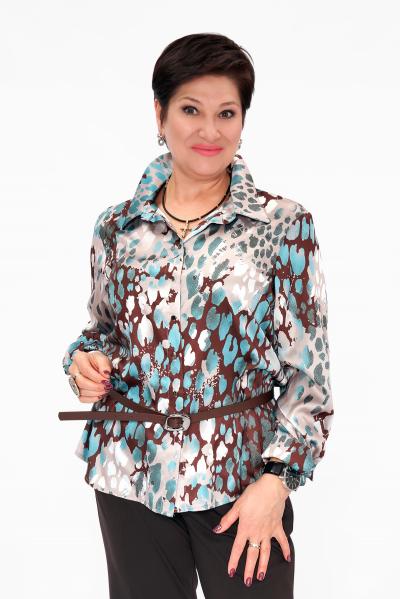 Блуза кофе/бирюза