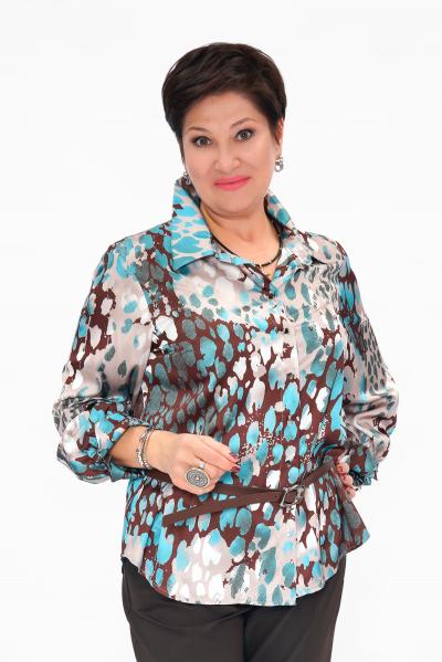 Блуза кофе/бирюза