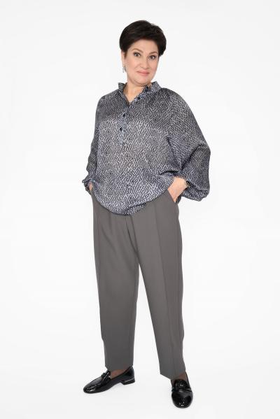 Блуза шифон ч/серая стойка