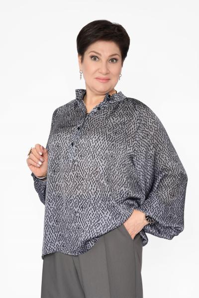 Блуза шифон ч/серая стойка