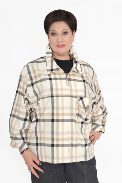 Бомбер клетка бежевый Кофты