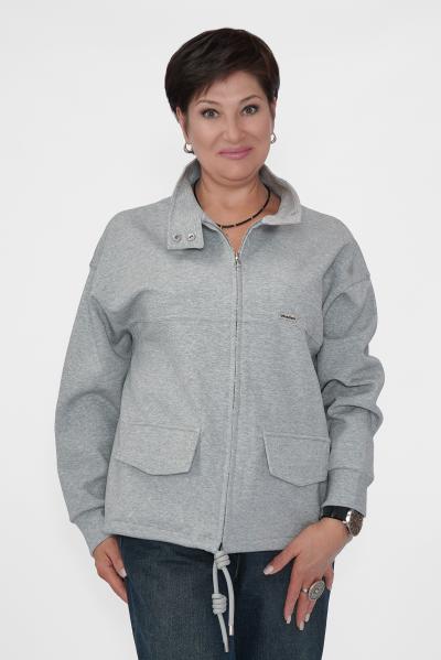 Бомбер на молнии серый