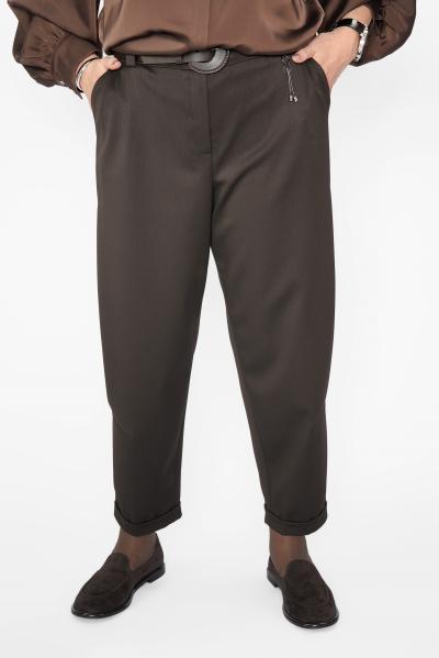 Брюки багги коричн. защипы Брюки