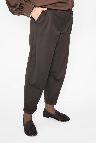 Брюки багги коричн. защипы