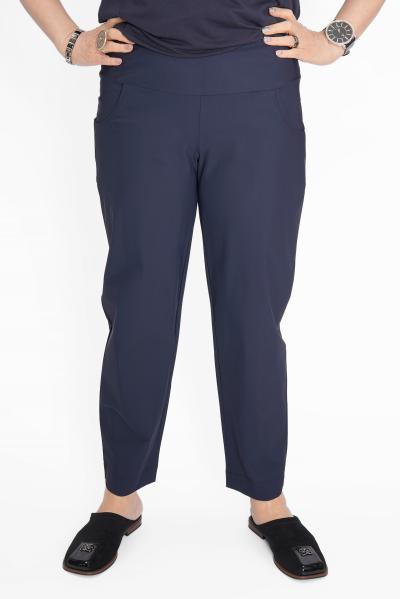 Брюки с кокеткой синий